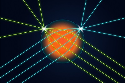 Illinois researchers developed a spherical lens that allows light coming into the lens from any direction to be focused into a very small spot on the surface of the lens exactly opposite the input direction. This is the first time such a lens has been made for visible light. Graphic Courtesy of University of Illinois News Bureau via Michael Vincent.