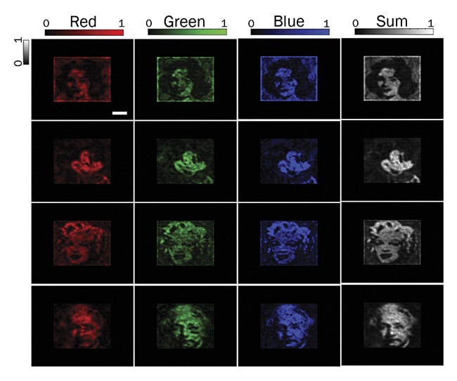 Figure 3. Images projected through a multimode fiber via a two-network method. Adapted with permission from Reference 4.