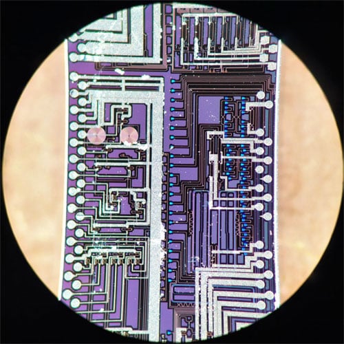 The silicon photonic chip used in this study to generate and interfere high-quality photons. Courtesy of S. Paesani. University of Bristol.