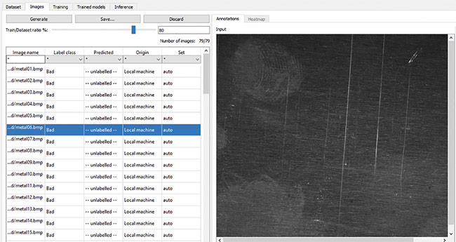 Figure 4. Training and labeling. ‘Good’ and ‘bad’ folders help automate the process. Courtesy of Teledyne DALSA.
