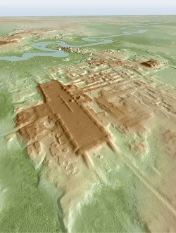 A 3D image of the site known as Aguada Fénix, with the aid of lidar technology. Courtesy of Takeshi Inomata.
