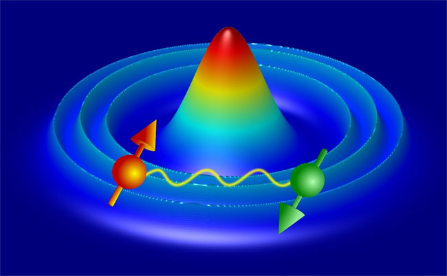 Ultracold atoms caught in an optical trap form suprisingly complex structures. Dependently on mutual interactions between particles with opposite spins, phases with various properties can be created locally. Courtesy of IFJ PAN.