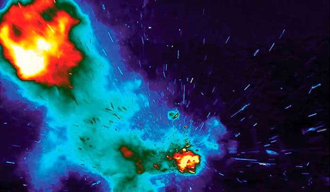 Thermal image of munitions testing. Courtesy of FLIR Systems.