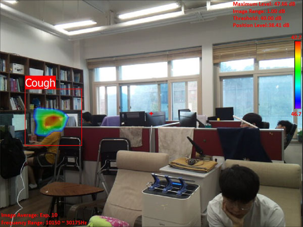 Cough recognition camera indicates coughing location in laboratory environment. Courtesy of KAIST.