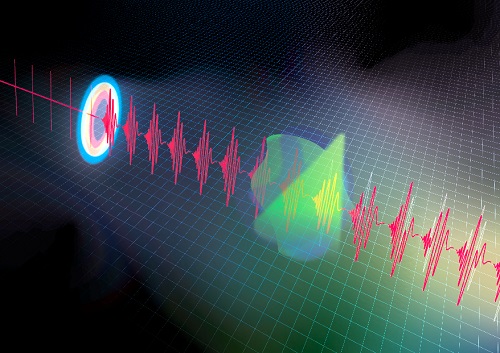 Laser pulses lasting for mere femtoseconds (one-quadrillionth of a second) are stretched to the nanosecond (one-billionth of a second) range. Courtesy of Ideguchi et al.