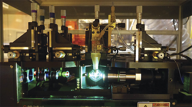 Like most biomedical tools, flow cytometers are complex instruments that rely on the convergence of several scientific disciplines, including fluid mechanics, computer science, and optics and photonics. Courtesy of William Telford.