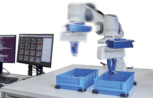 Bin-picking tasks — in which robotic arms use machine vision systems to identify, select, and extract individual objects from mixed contents — can still pose a serious challenge for 3D-imaging technologies. Courtesy of Imaging Development Systems (IDS) GmbH.