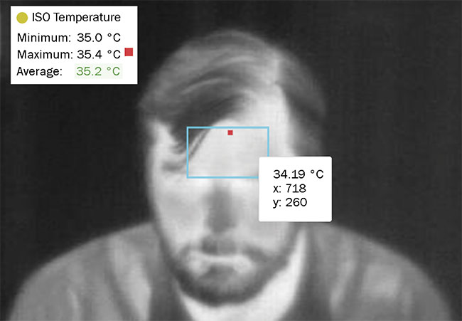 Thermal imaging has received a boost during the COVID-19 pandemic, due to the technology’s potential value in supporting remote health screening. Courtesy of Nuvoola AI.