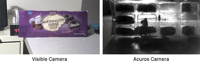 Shortwave IR (SWIR) cameras can capture image data of the internal contents inside otherwise opaque packaging. Courtesy of SWIR Vision Systems.