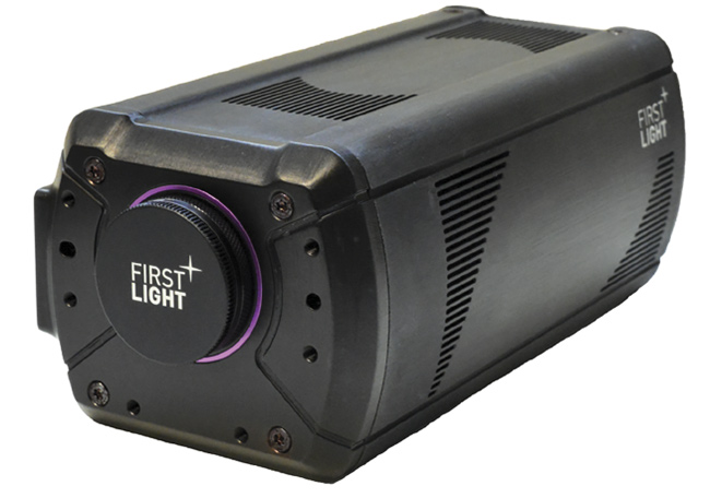 Figure 1. The C-BLUE One scientific camera has a 1608 × 1104 monochrome CMOS sensor and a 660-fps global shutter. Courtesy of First Light Imaging.