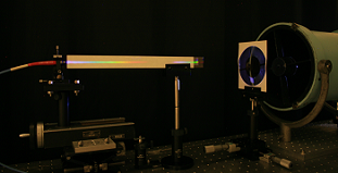 An experimental space telescope that can directly analyze the spectra of an exoplanet uses a Fresnel hologram that can transform incident starlight directly into a spectrogram. The design, introduced by a team at RPI, will enable direct exoplanet imaging, thereby supporting the discovery of planet-star separation. Courtesy of Rensselaer Polytechnic Institute.