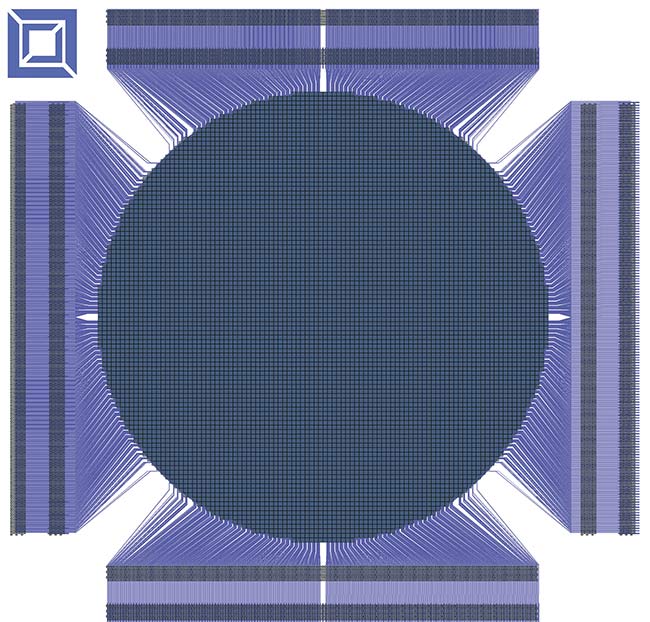 Deformable mirrors, such as this 8000-count actuator model from Boston Micromachines, adjust their shape to counter wavefront distortions in light. Courtesy of Boston Micromachines.
