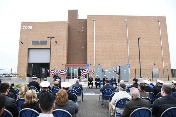 Invited guests attend the grand opening ceremony of the Directed Energy Systems Integration Laboratory at Naval Base Ventura County, Point Mugu on Dec. 3. Courtesy of Dana Rene White, U.S. Navy.