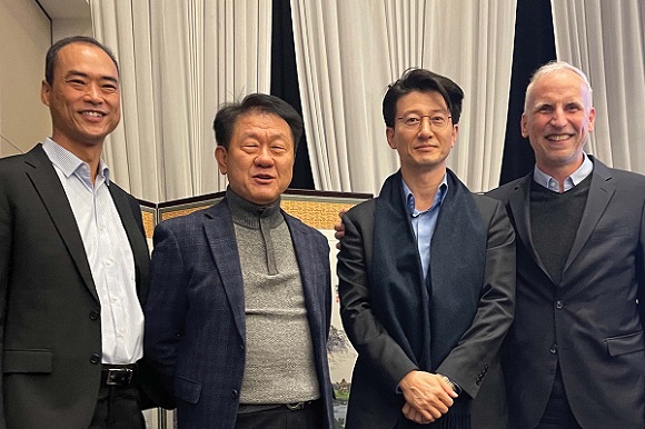 From left, Chong Yoon Foo of Basler, Hyunki Cho of DATVISION, Kim Jonghwan of IOVIS, and Dietmar Ley of Basler. Courtesy of Basler.