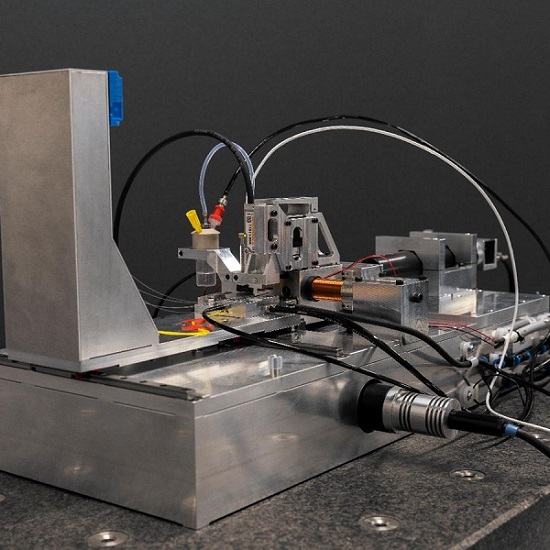 A prototype of the fiber array assembly machine designed by Matthjis Van Gastel, Ph.D. candidate at Eindhoven University of Technology. Courtesy of Eindhoven University of Technology.