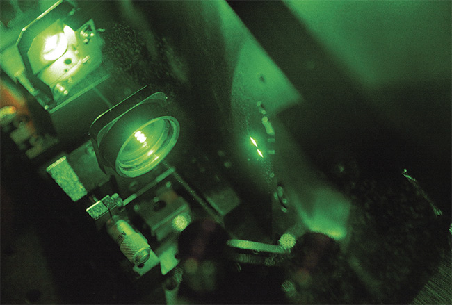 The Ti:sapphire laser uses 50-fs pulses at an 800-nm wavelength to create the desired effect in rat brains. Courtesy of Seth Lieberman/Cornell University.