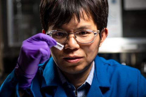 Materials scientist Chun-Long Chen finds inspiration for new materials in natural structures. Courtesy of Andrea Starr, Pacific Northwest Regional Laboratory.
