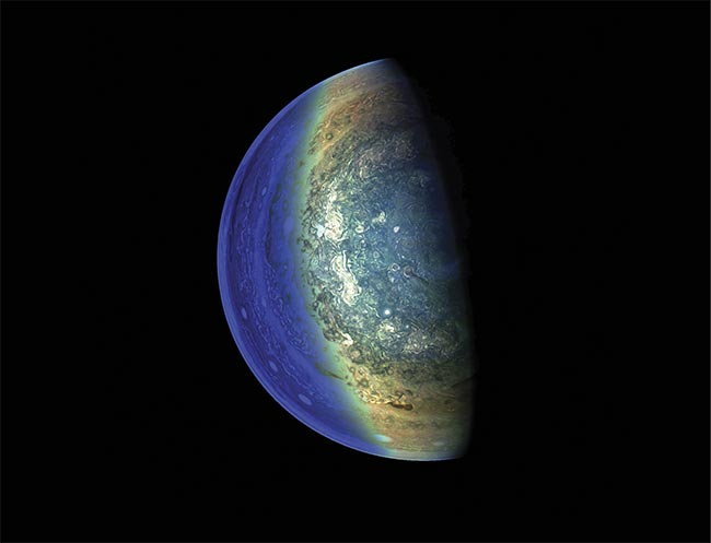 UV spectrometers have been mounted on spacecraft and space telescopes for decades, including on NASA’s Juno space probe, which is currently orbiting Jupiter. Courtesy of NASA/JPL-Caltech/SwRI/MSSS/Gerald Eichstädt.