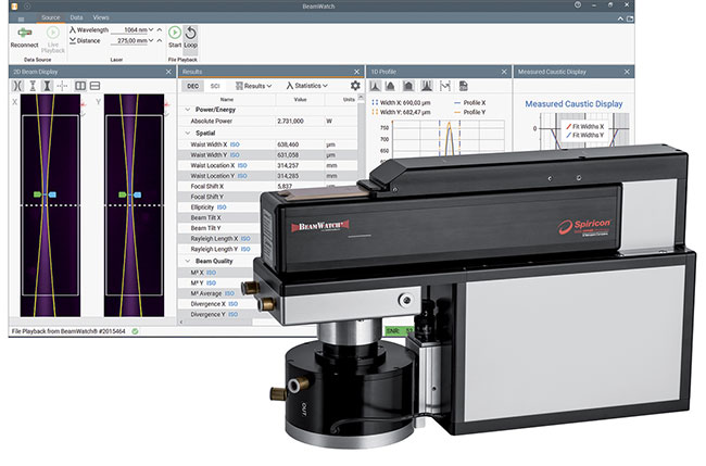 Noncontact laser analyzers can monitor the complete focus region caustic and the laser’s power simultaneously. Courtesy of Ophir.
