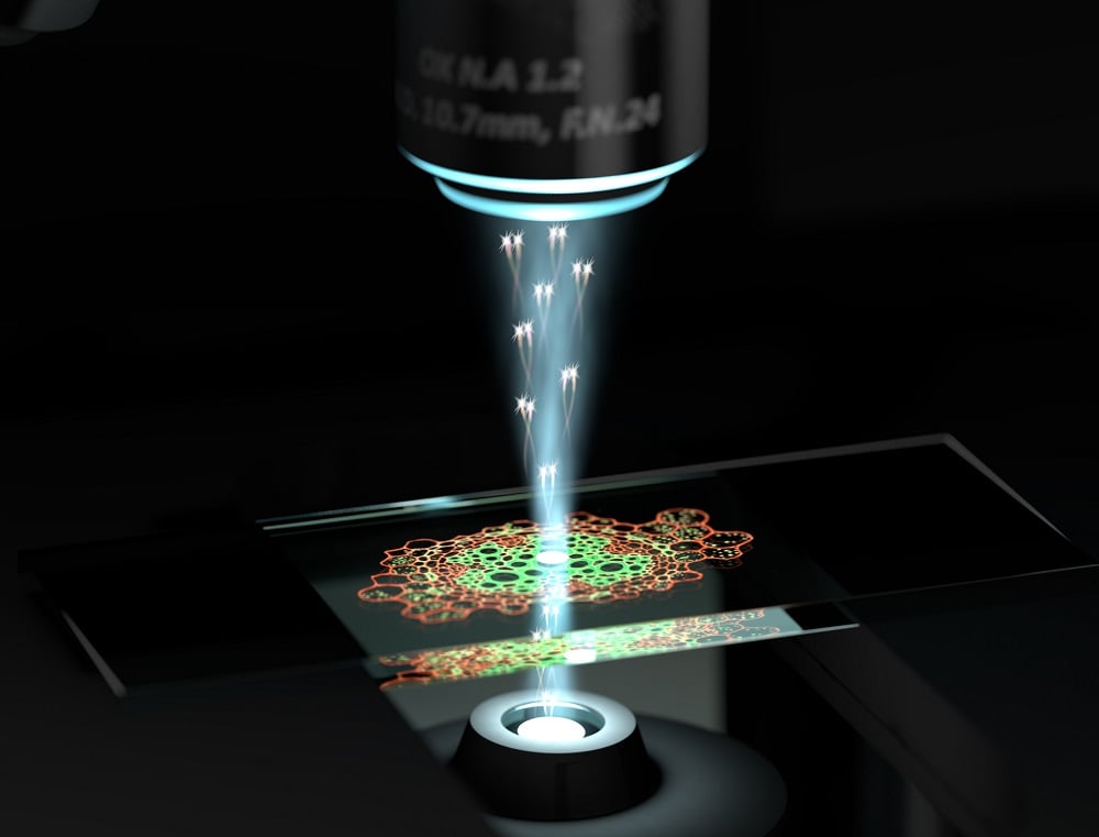 Artist's impression of the University of Queensland's new quantum microscope in action. Courtesy of the University of Queensland. 