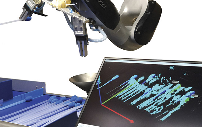 Ensenso imaging instruments developed by IDS combine stereo vision with patterned light to achieve high-resolution 3D images. Courtesy of IDS.