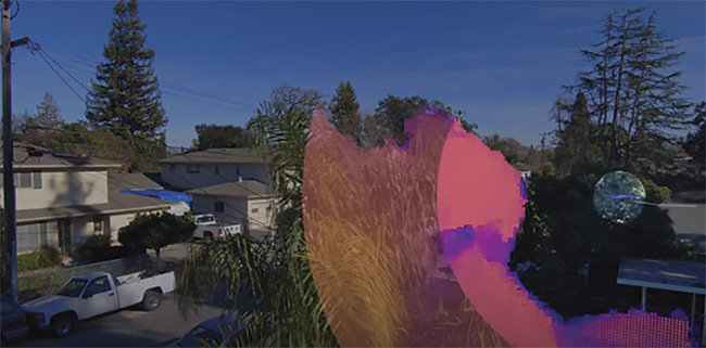 Embedded 3D imagers can enable a drone (highlighted on right) to avoid obstacles such as trees, even as it maps other structures. While advancements in processing power and flexibility are driving adoption of embedded systems, sensor developments such as 3D imaging are also cultivating new applications. Courtesy of Skydio.