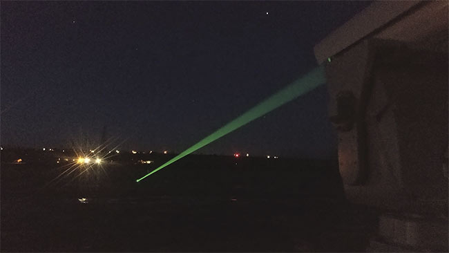 Lasers installed by the Army Corps of Engineers deter birds from feasting on juvenile salmon at McNary Dam in Oregon. Courtesy of Caleb Willard.