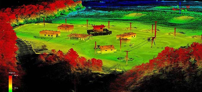 A high-resolution, survey-grade 3D map of Range 24 at Fort Leonard Wood created using lidar. The army is considering augmenting its mapping technology with lidar, which could save time and decrease risk to personnel. Courtesy of U.S. Army.