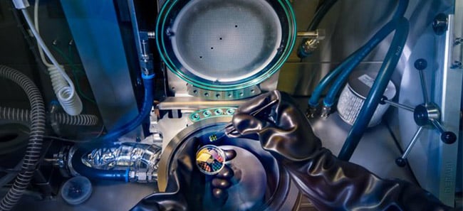 An inside look at the machine in which the nanowires that enabled silicon to emit light were grown. Courtesy of Nando Harmsen.