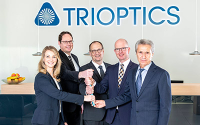 From left, Kristin Holzhey, Simon Zilian, Dr. Stefan Krey, Jörn Lüthje, Eugen Dumitrescu. Courtesy of TRIOPTICS.