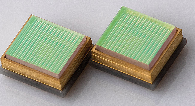 As lidar technology and architectures have evolved, advanced beam-shaping techniques have emerged for semiconductor lasers. The flash-illumination beam-shaping concept for VCSELs (top) utilizes two directional microlens arrays as diffusers in front of the VCSEL to generate a rectangular field of view (FOV) with high uniformity (bottom). Ultrawide-angle diffusers are a more recent development that can generate close to 160° FOV with a batwing intensity distribution, enabling wide-FOV lidar or in-cabin sensing applications. Courtesy of Focuslight Technologies.