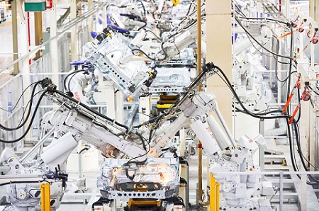 A production line of ABB robots. Courtesy of ABB.