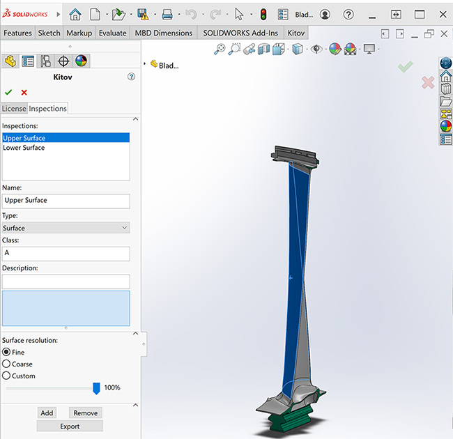 The CAD2SCAN CAD-based automated inspection planning tool from Kitov.ai simplifies the setup of robotic vision inspection systems.  Users can define their inspection requirements directly on the model. The software automatically takes all available information from the CAD, including geometric and component specifications, and uses it for the planning of the robot inspection. The product earned Kitov.ai the VISION Award 2022, presented Oct. 5. Courtesy of Kitov.ai.