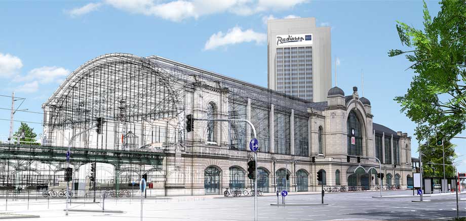 AI software compares detected objects with LocLab’s object library of 3D elements, including (street objects, building components, and rail equipment, to semi-automate the creation of an enriched 3D model — in other words, adding context and descriptive elements. The solution supports the transportation industry, including the rail transportation sector. Courtesy of Hexagon AB.