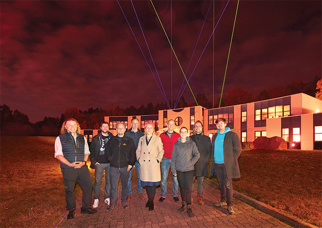 Teams from Leibniz IAP and Fraunhofer ILT met in November 2022 to install the next generation of alexandrite lasers in one of the VAHCOLI project’s four lidar systems. Courtesy of Fraunhofer ILT/Ralf Baumgarten.