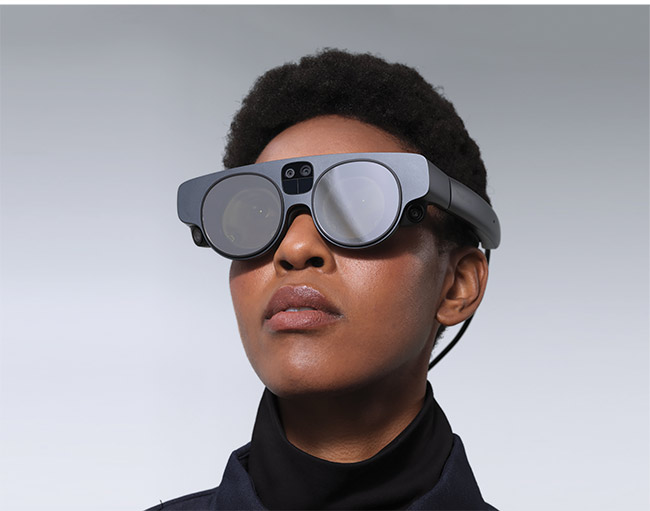 The newest generation of AR headsets from Magic Leap features segmented dimming, which provides a consistent, crisp image in both low-light and brightly lit environments. Courtesy of Magic Leap.