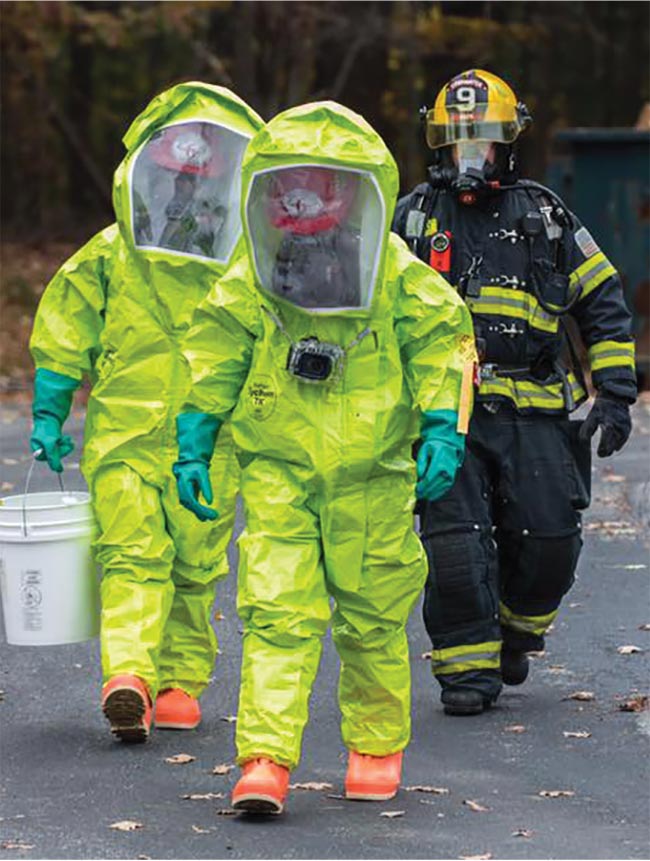 Most hazmat teams (left) already have Raman technology in their arsenals, but current solutions may not be able to detect threats at a distance.