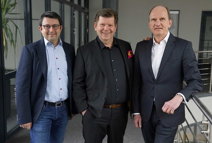 From left, Christophe Minster, COO; Ulich Lages, CEO; and Stefan Gros, CFO. Courtesy of Ibeo Automotive Systems. 