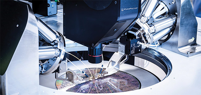 Automated solutions, such as FormFactor’s wafer prober (top) and Etteplan’s modular photonic assembly platform (bottom), will help to ramp up production of silicon photonics devices to meet burgeoning demand. Courtesy of FormFactor Inc.