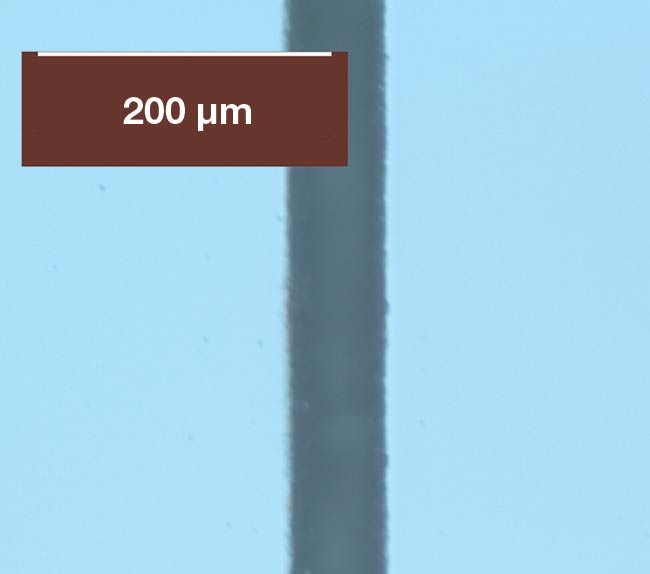 Figure 6. A thin (100-µm) silicon wafer that was cut with a UV femtosecond laser at 125 mm/s. Courtesy of MKS Instruments.