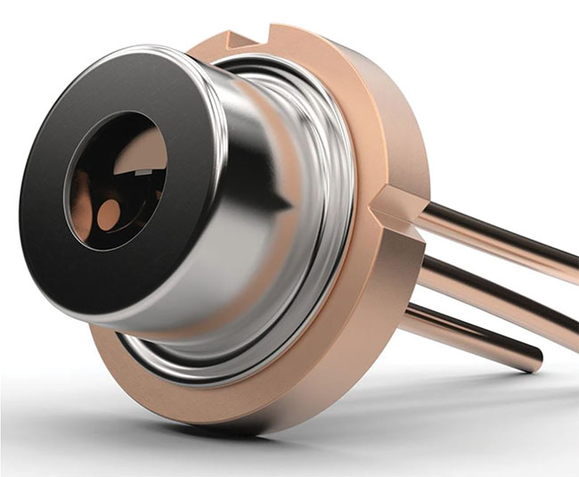 Figure 4. A typical packaged laser diode (below). Courtesy of Faiz Rahman.