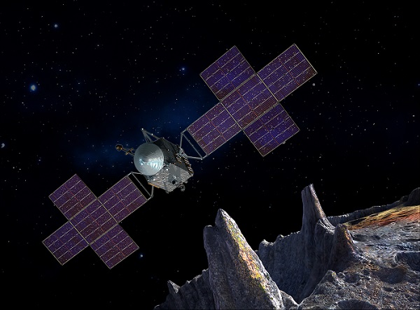 Illustration of Psyche Spacecraft with Five-Panel Array. Courtesy of NASA/JPL-Caltech/Arizona State Univ./Space Systems Loral/Peter Rubin.