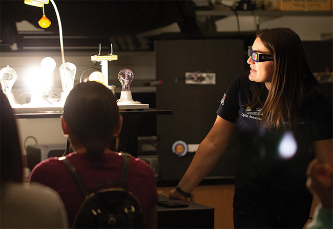 Laser Fun Day and Expect Academic Success in STEM (EASIS) Optical Engineering Summer Camp activities at the Wyant College of Optical Sciences. Courtesy of University of Arizona.