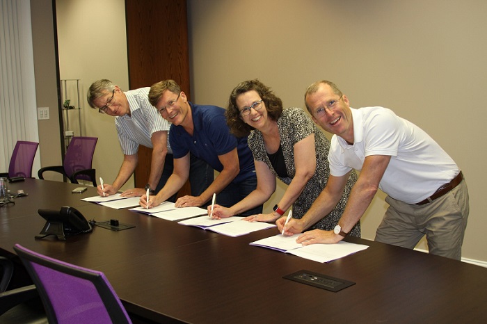 From left: Adam Kunzman, Oyvind Tafjord, Amanda Kunzman, and Endre Kirkhorn Courtesy of Visitech.