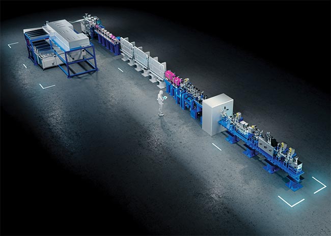 A 3D conceptual rendering depicting the envisioned TAU x-ray free-electron laser (XFEL) including one user end station. The image shows how compact XFEL machines could be in the near future. Courtesy of TAU Systems.