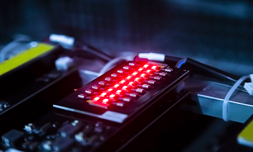 Jade Bird’s 0.13-inch red micro-LED chips exceeded a record breaking one million nits. Courtesy of Jade Bird Display.