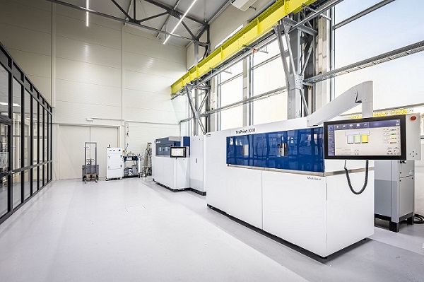 TRUMPF’s TruPrint 3000 with control unit. Machines like this one will be deployed at Airbus’ 3D printing center in Donauwörth, Germany to manufacture aircraft components. Courtesy of TRUMPF. 