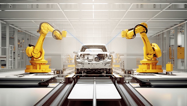 A rendering of automotive manufacturing using both Nikon’s and Aeva’s technology. Courtesy of Aeva.