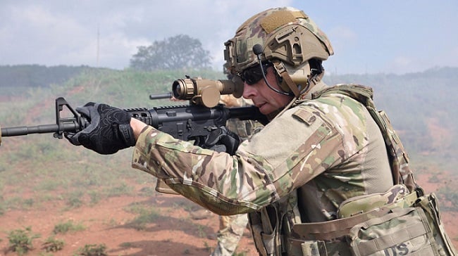 The FWS-I sight being used by a U.S. soldier. Courtesy of Leonardo DRS, Inc.