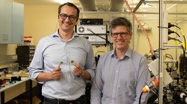 Researcher Alessandro Tuniz (left) and professor Boris Kuhlmey in their Sydney Nanoscience Hub laboratory. Courtesy of Stefanie Zingsheim.